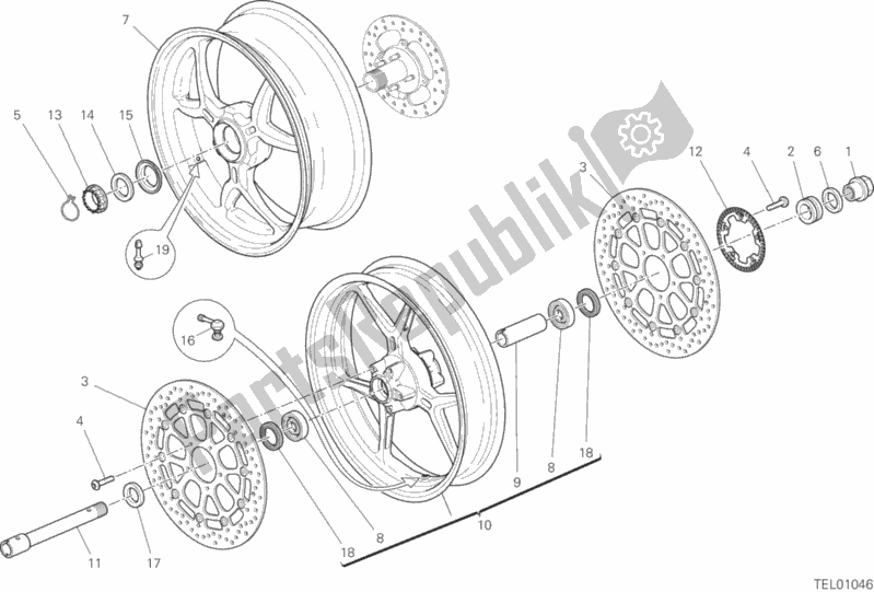 Todas as partes de Ruota Anteriore E Posteriore do Ducati Supersport S USA 937 2019